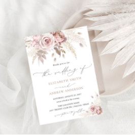 Elegant Dusty Roos Floral Wedding Kaart