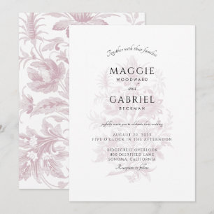 Elegant Dusty Roos Floral Wedding Kaart