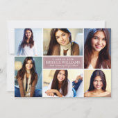 Elegant Dusty Roos Graduy Party Photo Collage Kaart (Voorkant)
