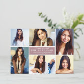 Elegant Dusty Roos Graduy Party Photo Collage Kaart (Staand voorkant)