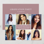 Elegant Dusty Roos Graduy Party Photo Collage Kaart (Voorkant / Achterkant)