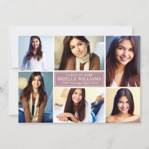 Elegant Dusty Roos Graduy Party Photo Collage Kaart