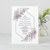 Elegant Dusty Roos Gray Botanical Wedding Kaart (Staand voorkant)