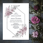 Elegant Dusty Roos Gray Botanical Wedding Kaart