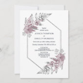 Elegant Dusty Roos Gray Botanical Wedding Kaart (Voorkant)