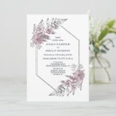 Elegant Dusty Roos Gray Botanical Wedding Kaart (Staand voorkant)