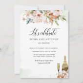 Elegant Dusty Roos & Green Floral Let's Celebrate Kaart (Voorkant)