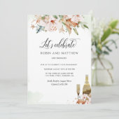 Elegant Dusty Roos & Green Floral Let's Celebrate Kaart (Staand voorkant)