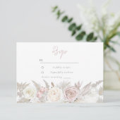 Elegant Dusty Roos & Ivory White Floral Wedding RSVP Kaartje (Staand voorkant)