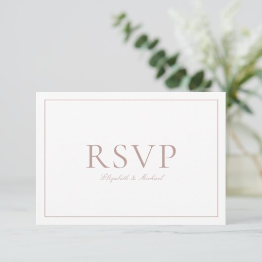Elegant Dusty Roos Kalligrafie Script Bruiloft RSV RSVP Kaartje (Staand voorkant)