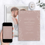 Elegant Dusty Roos Minimal Leaf Photo Wedding Kaart<br><div class="desc">Het is tijd om je speciale dag te plannen, en we hebben alleen de trouwuitnodiging voor je. Onze Elegant Modern Dusty Roos Minimal Leaf Photo Wedding Invitation is perfect voor koppels die een moderne, maar tijdloze blik willen. Het delicate leaf-lijnkunstmotief lijst de uitnodiging prachtig, terwijl de hand-breedgetrouwe kalligrafie een aanraking...</div>