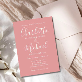 Elegant Dusty Roos Minimalist Script Wedding Kaart