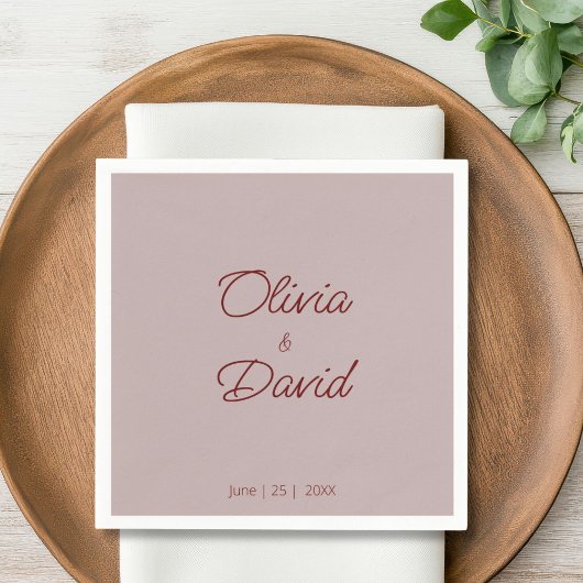 Elegant Dusty Roos Minimalist Wedding Servet