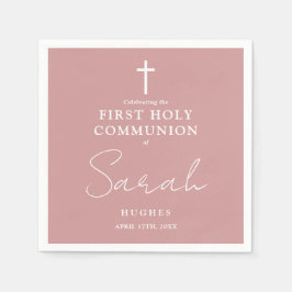 Elegant Dusty Roos Minimalistische First Holy Comm Servet