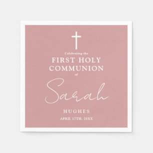 Elegant Dusty Roos Minimalistische First Holy Comm Servet