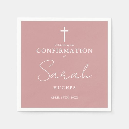 Elegant Dusty Roos Modern Minimalistische bevestig Servet (Voorkant)