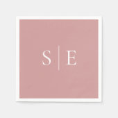 Elegant Dusty Roos Monogram Minimalist Napkins Servet (Voorkant)