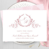 Elegant Dusty Roos Monogram Weddenschap Calligrafi Save The Date
