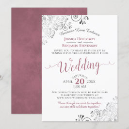 Elegant Dusty Roos op White Wedding Livestream Kaart