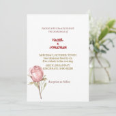 Elegant Dusty Roos Pink Floral Wedding Invitation Kaart (Staand voorkant)