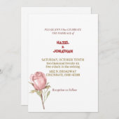 Elegant Dusty Roos Pink Floral Wedding Invitation Kaart (Voorkant / Achterkant)