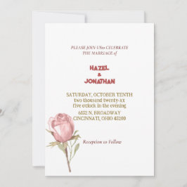 Elegant Dusty Roos Pink Floral Wedding Invitation Kaart