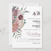 Elegant Dusty Roos Pink Waterverf Floral Kaart (Voorkant)