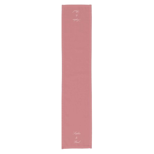 Elegant Dusty Roos Pink Wedding Table Runner Korte Tafelloper (Voorkant)