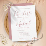 Elegant Dusty Roos Signature Script Weddenschap Kaart<br><div class="desc">Deze elegante trouwuitnodiging met namen met een tekenstijl kan worden gepersonaliseerd met je informatie in het stoffige roos. Ontworpen door: Thisnotme©</div>