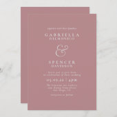 Elegant Dusty Roos Silver Wedding Invitation Kaart (Voorkant / Achterkant)