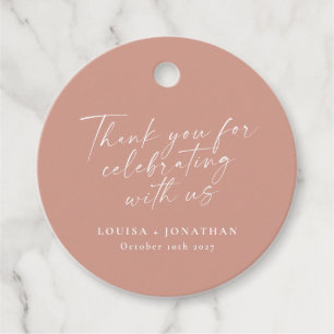 Elegant Dusty Roos Trendy Script Custom Hartelijk  Bedankjes Labels