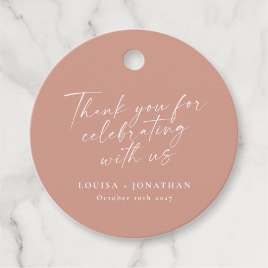 Elegant Dusty Roos Trendy Script Custom Hartelijk  Bedankjes Labels (Voorkant)
