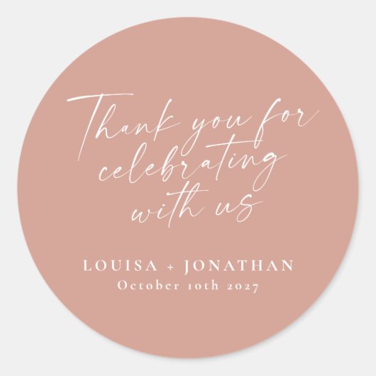 Elegant Dusty Roos Trendy Script Custom Hartelijk  Ronde Sticker (Voorkant)