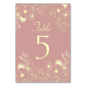 Elegant Dusty Roos Trouwtafel Nummer Kaart (Voorkant)