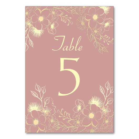 Elegant Dusty Roos Trouwtafel Nummer Kaart (Voorkant)