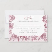Elegant Dusty Roos Waterverf Bloemen Bruiloft RSVP (Voorkant)