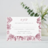 Elegant Dusty Roos Waterverf Bloemen Bruiloft RSVP (Staand voorkant)