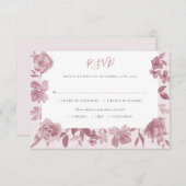 Elegant Dusty Roos Waterverf Bloemen Bruiloft RSVP (Voorkant / Achterkant)