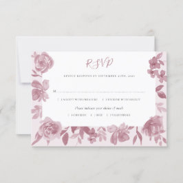 Elegant Dusty Roos Waterverf Bloemen Bruiloft RSVP