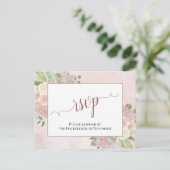 Elegant Dusty Roos Waterverf Bloemen Bruiloft RSVP Briefkaart (Staand voorkant)