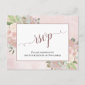 Elegant Dusty Roos Waterverf Bloemen Bruiloft RSVP Briefkaart (Voorkant)