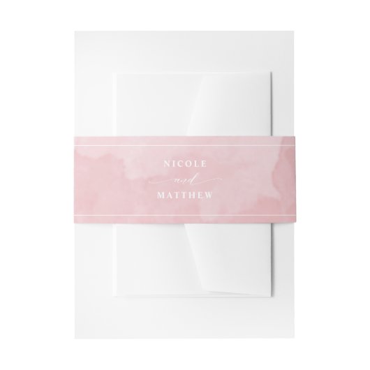 Elegant Dusty Roos Waterverf, bruiloft Uitnodigingen Wikkel (Voorkant Voorbeeld)