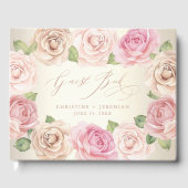 Elegant Dusty Roos Waterverf Floral Wedding Gastenboek (Voorkant)