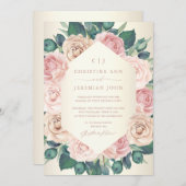 Elegant Dusty Roos Waterverf Floral Wedding Kaart (Voorkant / Achterkant)