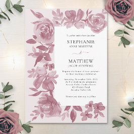 Elegant Dusty Roos Waterverf Floral Wedding Kaart