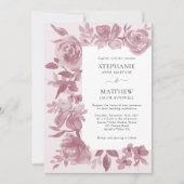 Elegant Dusty Roos Waterverf Floral Wedding Kaart (Voorkant)