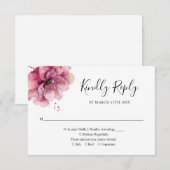 Elegant Dusty Roos Waterverf Floral Wedding RSVP Kaartje (Voorkant / Achterkant)