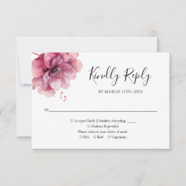 Elegant Dusty Roos Waterverf Floral Wedding RSVP Kaartje