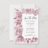 Elegant Dusty Roos Waterverf Floral Wedding Save The Date (Voorkant)