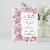 Elegant Dusty Roos Waterverf Floral Wedding Save The Date (Staand voorkant)